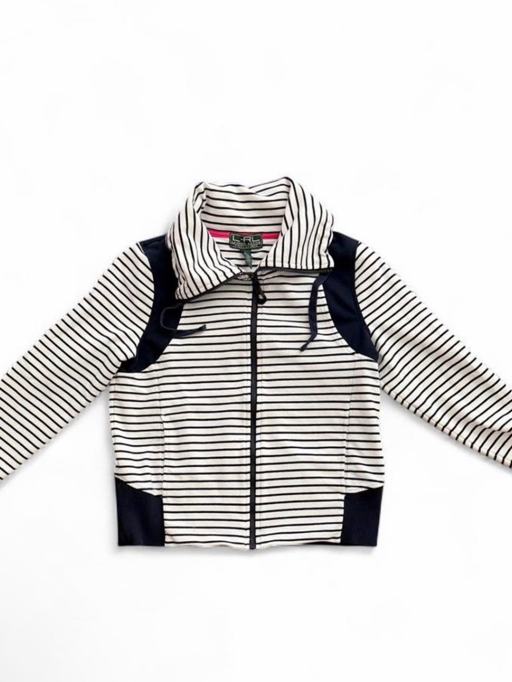 Ralph Lauren Navy & White Striped Zip-Front Hoodie
